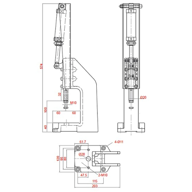 Vendita online Pressa pneumatica portata 1220 Kg.